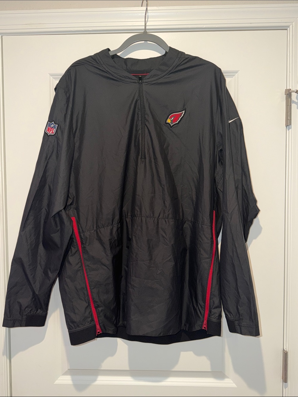 Nike Men's Black & Red Arizona Cardinals Pullover Windbreaker